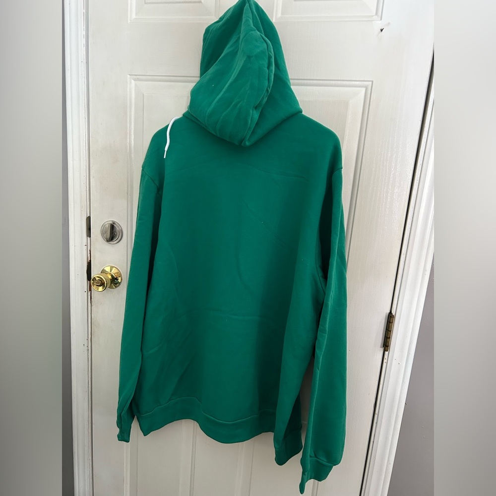 Bella+Canvas Emerald Green Hoodie with White Drawstrings - Picture 3 of 3